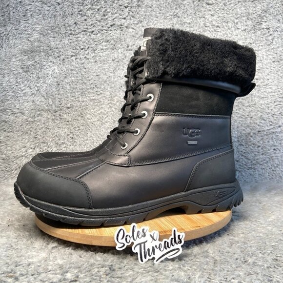 UGG Butte Cold Weather Leather Boot Size 12 Men Black 5521 - Picture 4 of 8